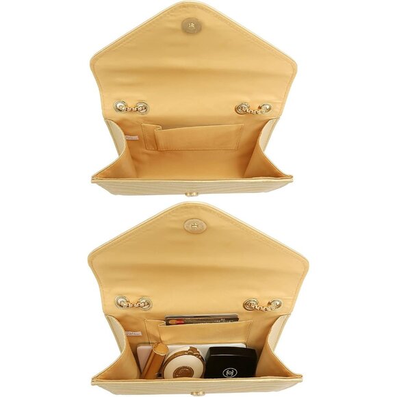 ⚡ Women's Gold Stylish Evening Clutch Chain Shoulder Strap Crossbody Bag - Picture 5 of 6